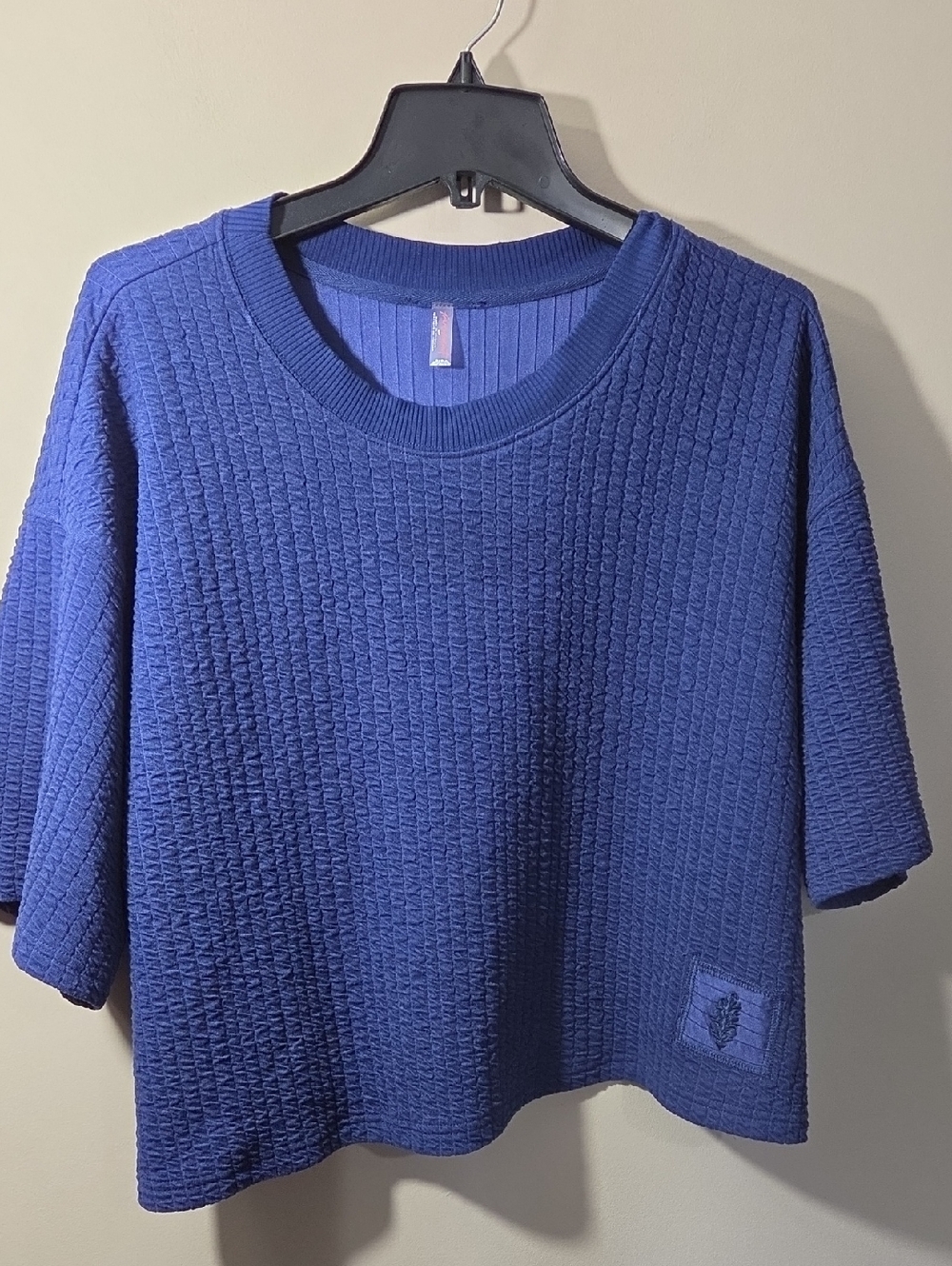 FP Movement by Free People Cobalt Blue Textured Knit Top. OVERSIZED! - Picture 1 of 5
